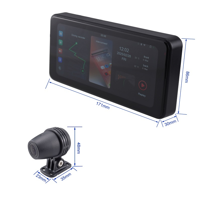 6.25inch Weatherproof Motorcycle Carplay DVR