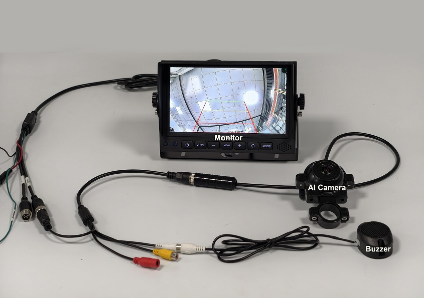 AI truck camera for side mirror blind spot detection with buzzer