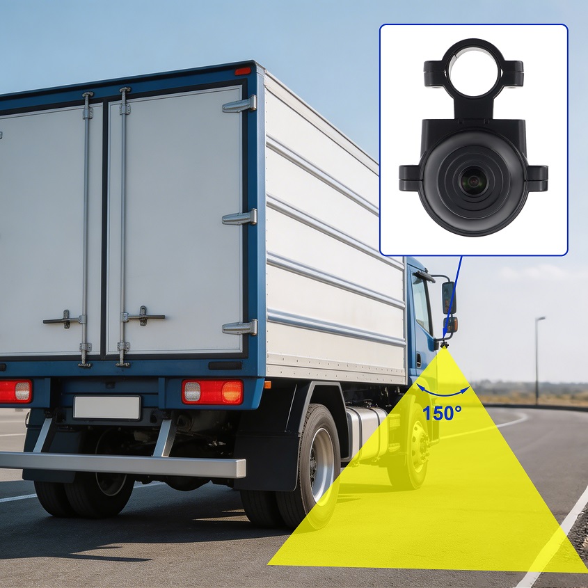 AI truck camera for side mirror blind spot detection with buzzer